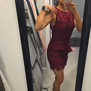Forever 21 Burgundy Lace Mini Dress